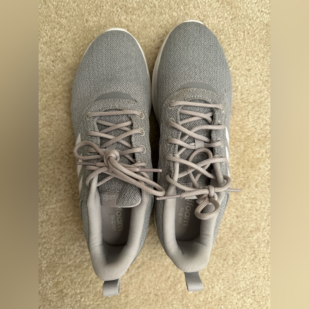 Adidas Women's Cloudfoam QT Racer 2.0 Sneakers Running Shoes Grey/White Size 8 - Picture 3 of 7